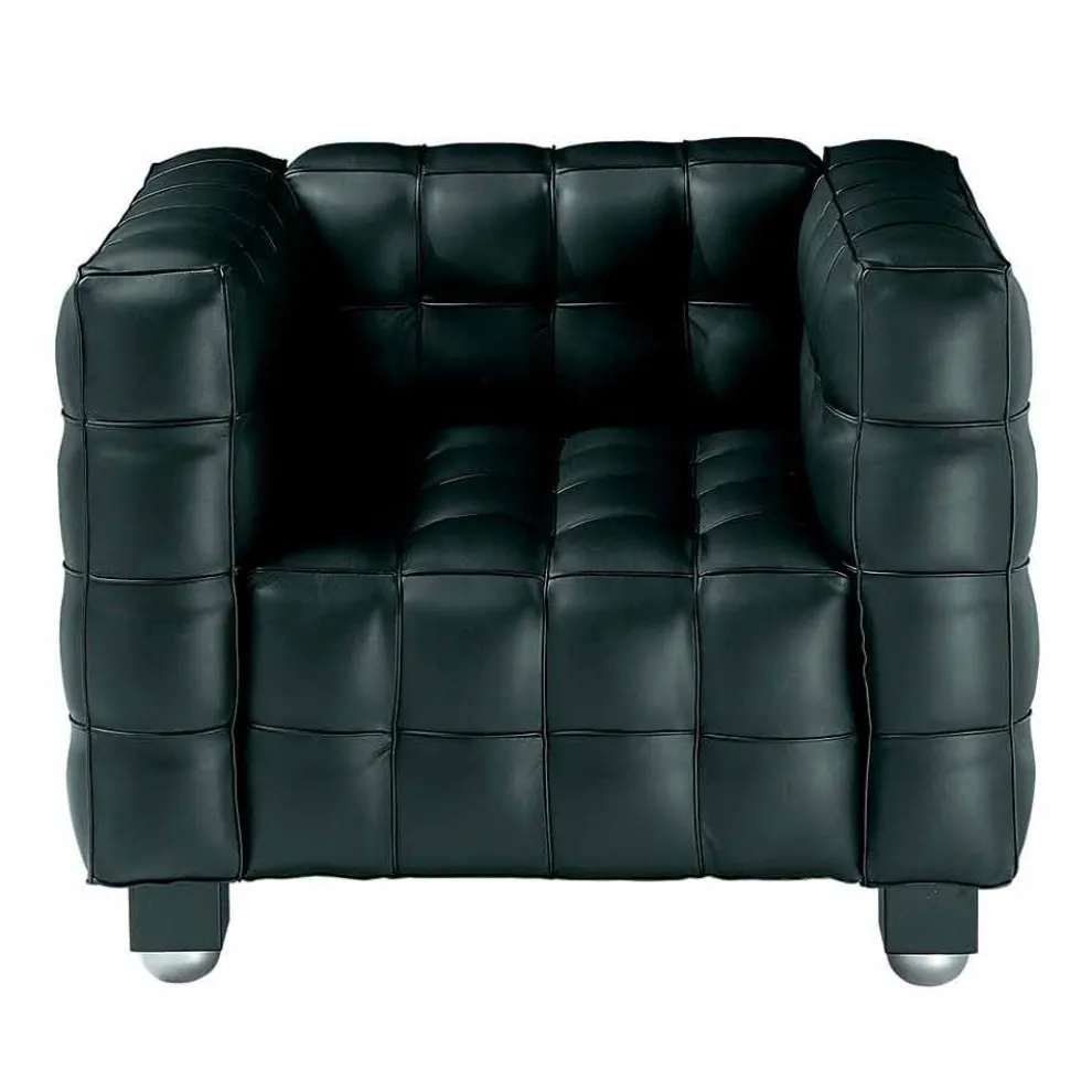 Wohnzimmersessel aus Leder in Steppoptik Made in Italy - Vesuv