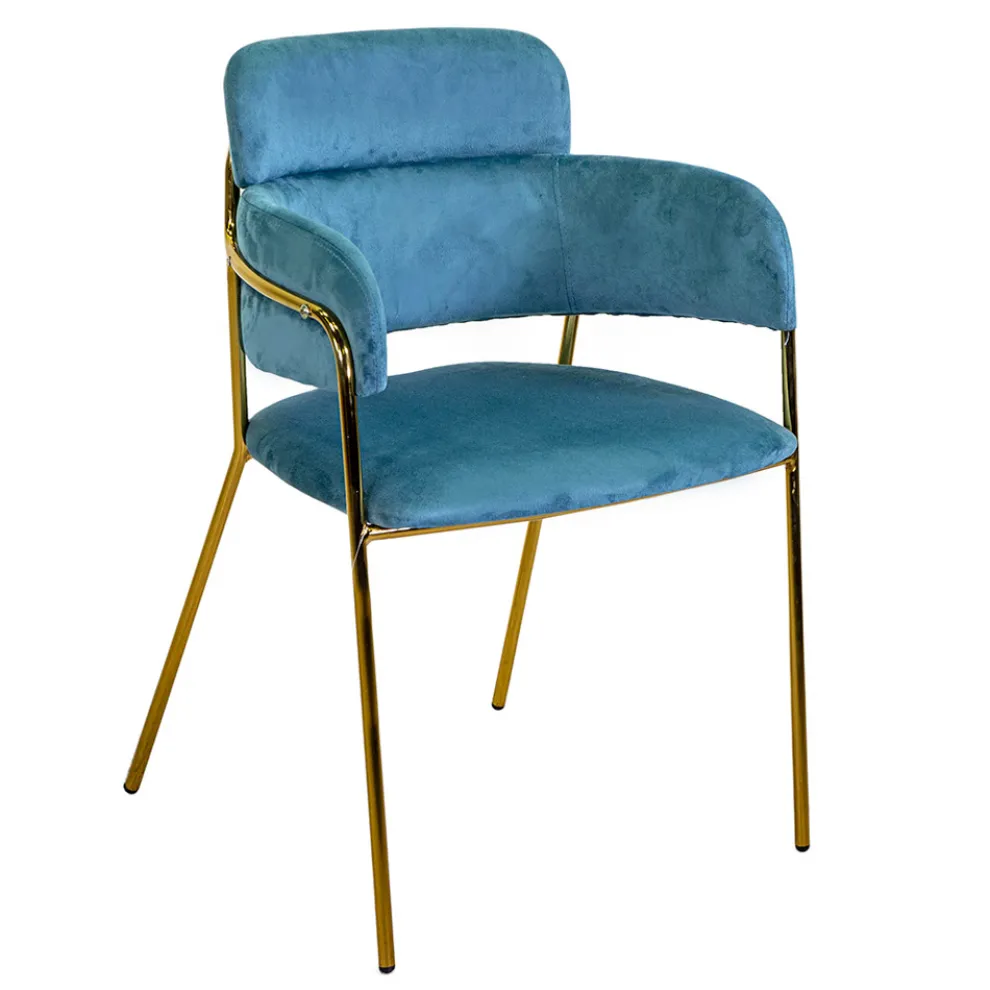 Wohnzimmersessel aus goldenem Metall und Samt - Flagge