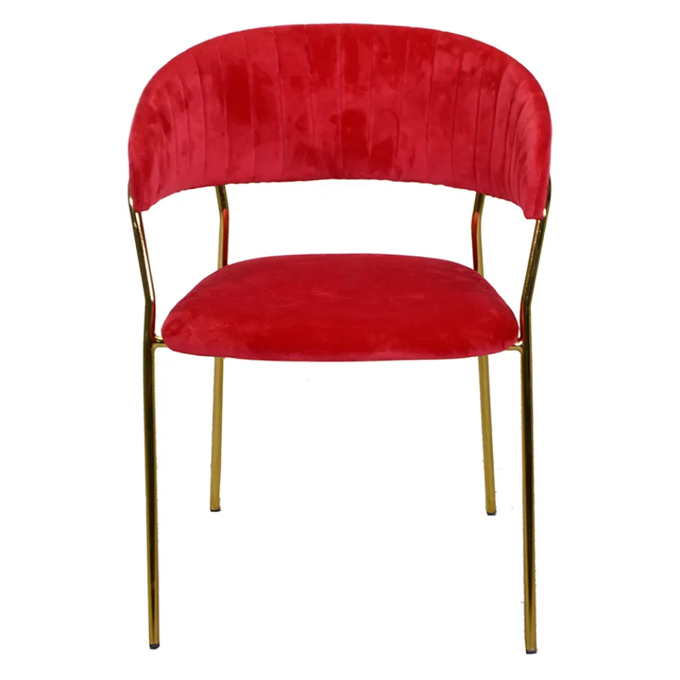 Wohnzimmersessel aus goldenem Metall und rotem Samt - Strand