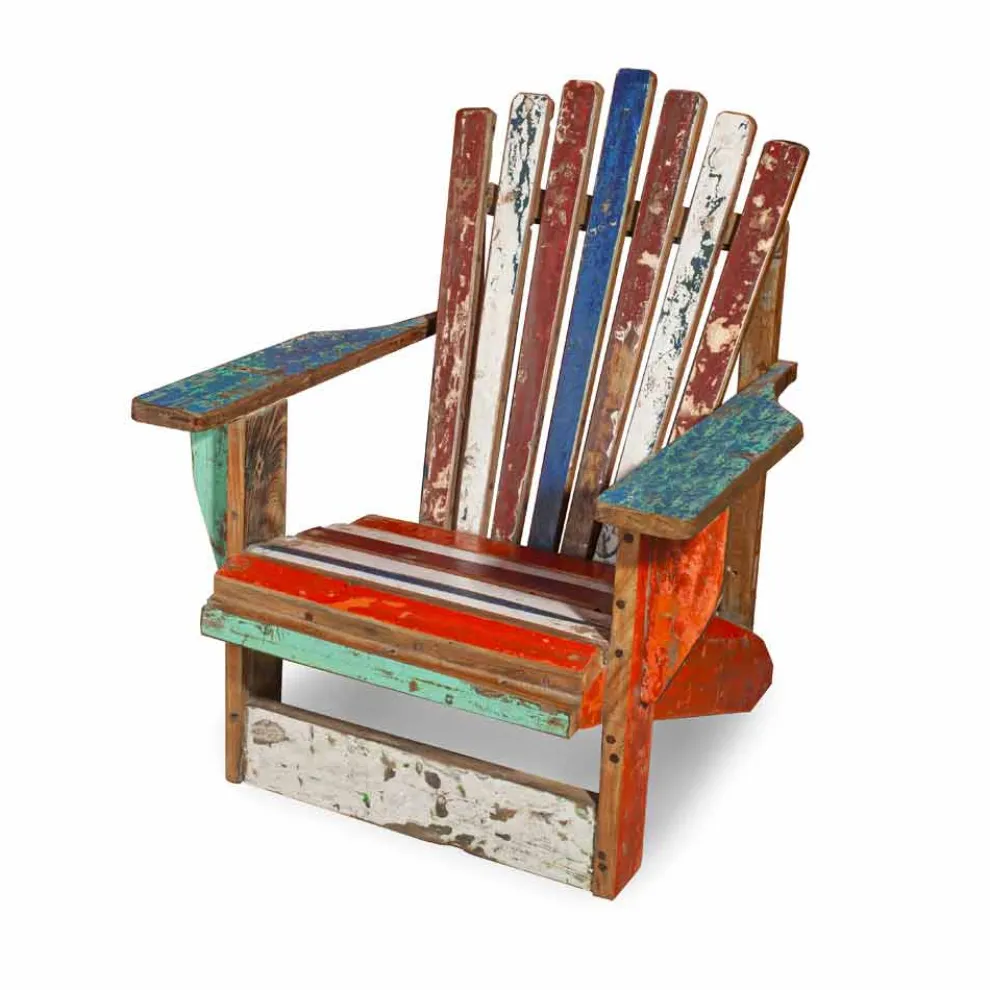 Wohnzimmersessel aus recyceltem massivem Teakholz - Boatta