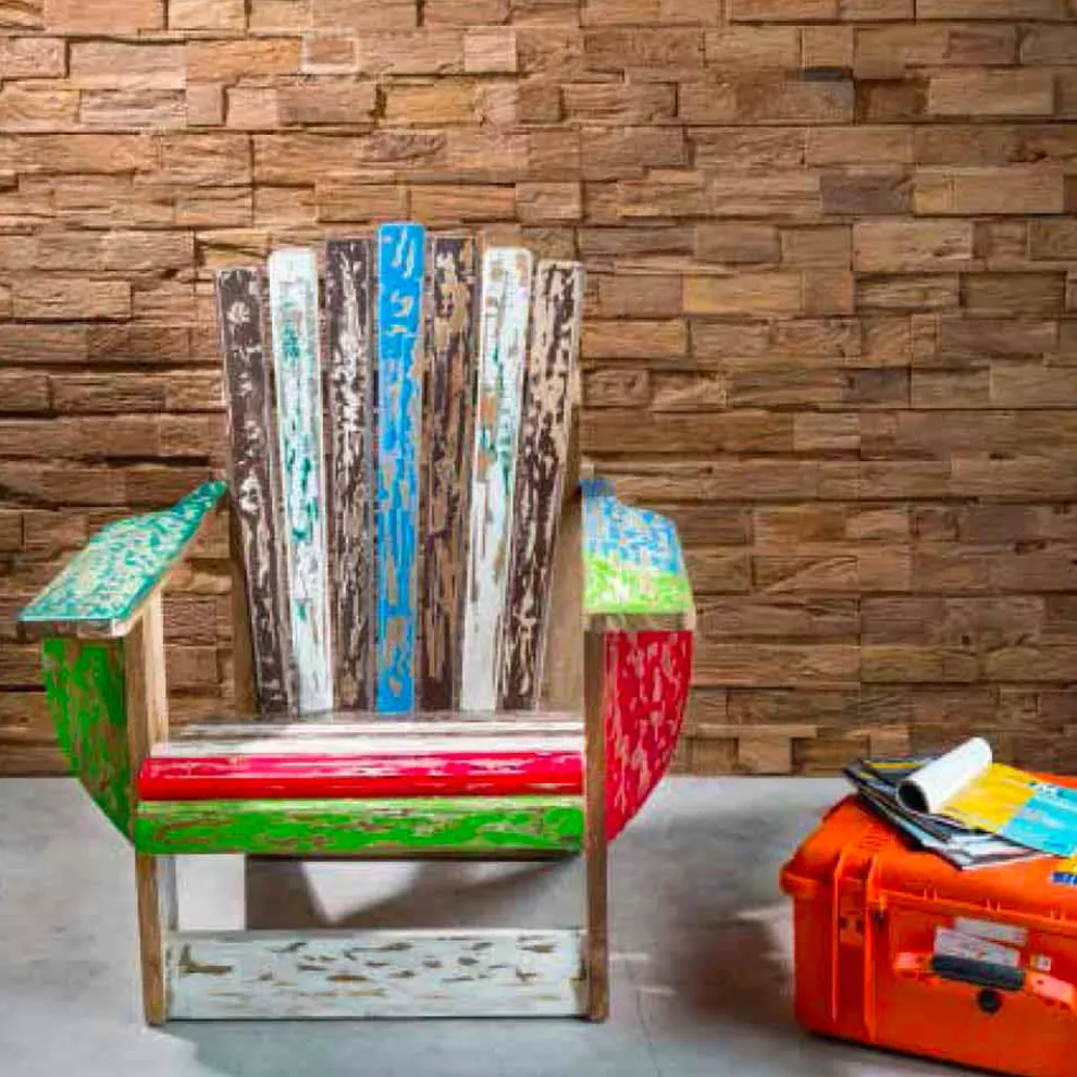 Wohnzimmersessel aus recyceltem massivem Teakholz - Boatta