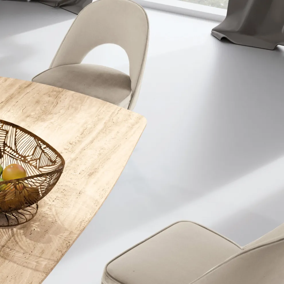 Wohnzimmersessel in verschiedenen Stoffen mit Holzschale - Edgar