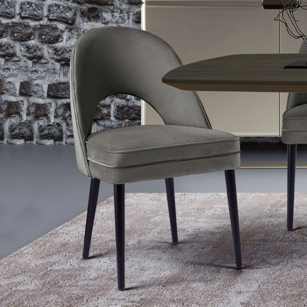 Wohnzimmersessel in verschiedenen Stoffen mit Holzschale - Edgar