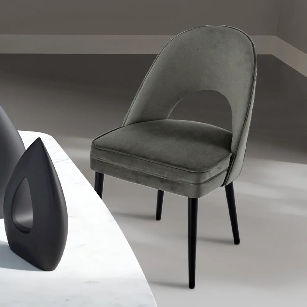 Wohnzimmersessel in verschiedenen Stoffen mit Holzschale - Edgar