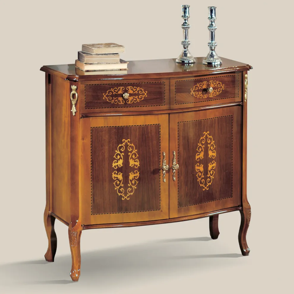 Wohnzimmer-Sideboard aus Nussbaum oder weißem Holz und Intarsien Made in Italy - Katerine