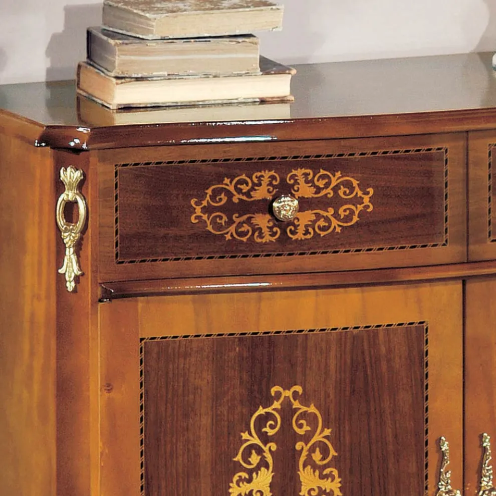 Wohnzimmer-Sideboard aus Nussbaum oder weißem Holz und Intarsien Made in Italy - Katerine