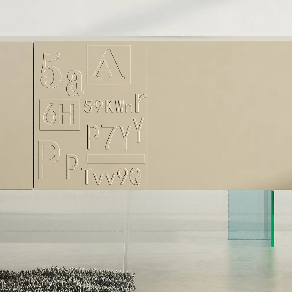 Wohnzimmer-Sideboard aus matt lackiertem MDF und Glas Made in Italy - Ninetta