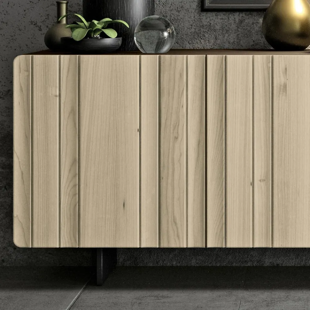 Wohnzimmer-Sideboard mit 3 Türen in Sand-Finish, hergestellt in Italien – Jan