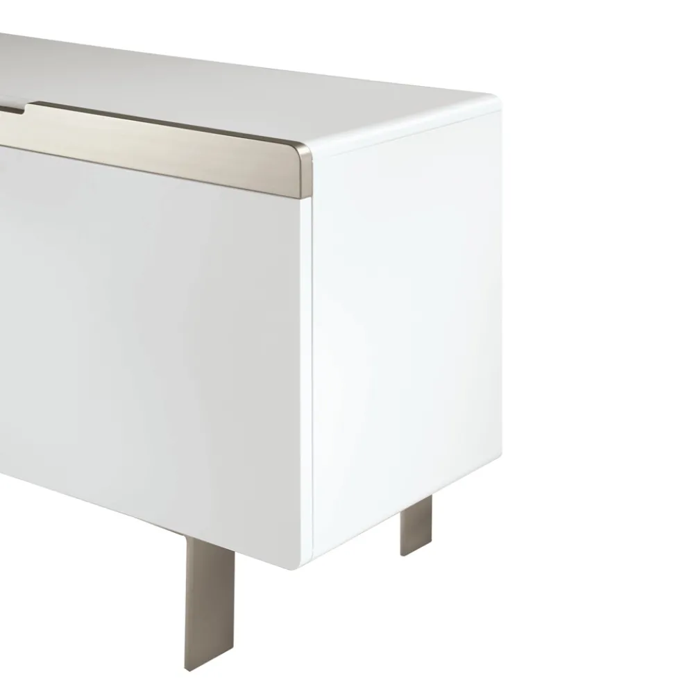 Wohnzimmer-Sideboard mit 4 MDF-Türen, Weiß- und Nickel-Finish, hergestellt in Italien – Emie