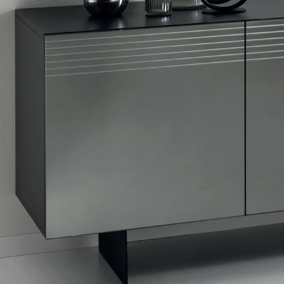 Wohnzimmer-Sideboard aus Melaminholz und geräuchertem Spiegel Made in Italy - Nicoletta