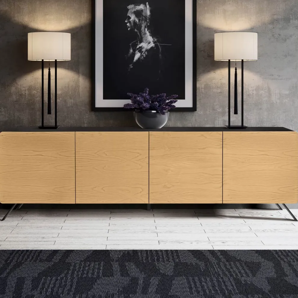 Wohnzimmer-Sideboard mit 4 Türen in natürlicher Eschenoptik, hergestellt in Italien – Melek