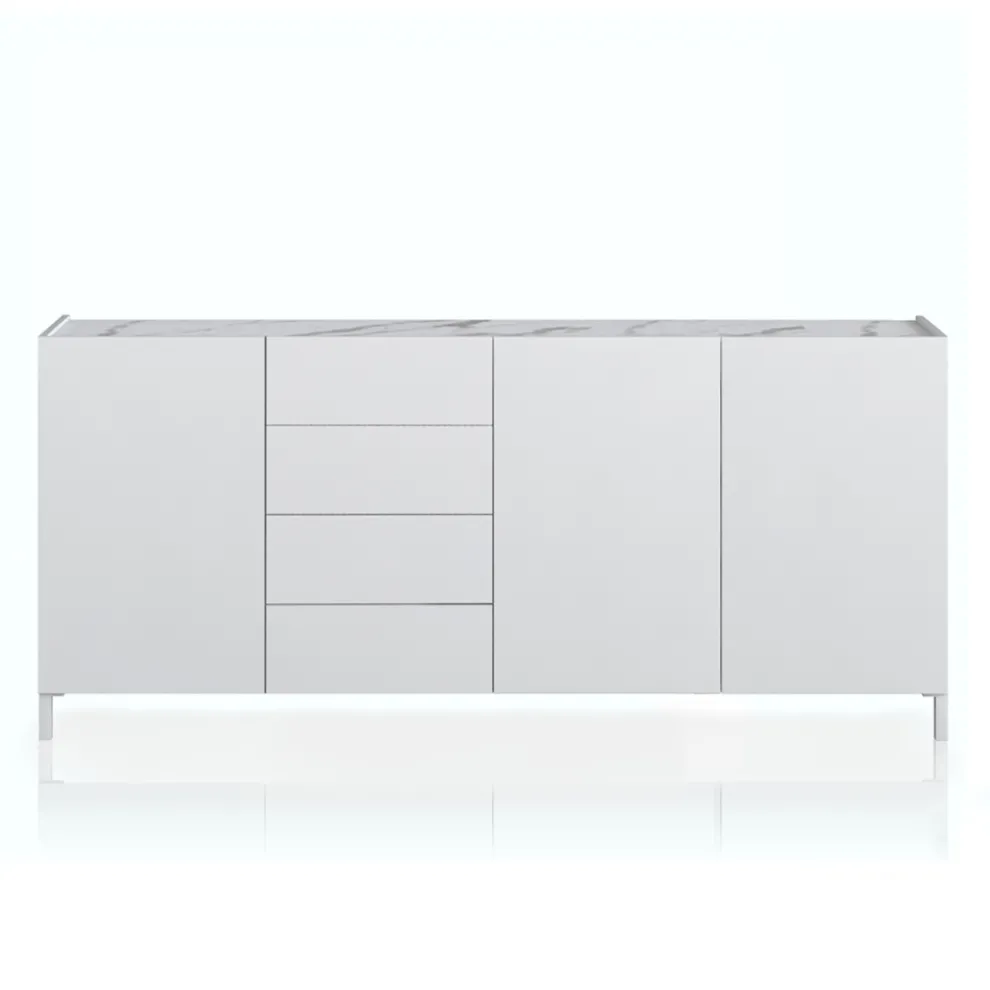 Wohnzimmer-Sideboard aus weißem Holz und Melamin, hergestellt in Italien – Alosa