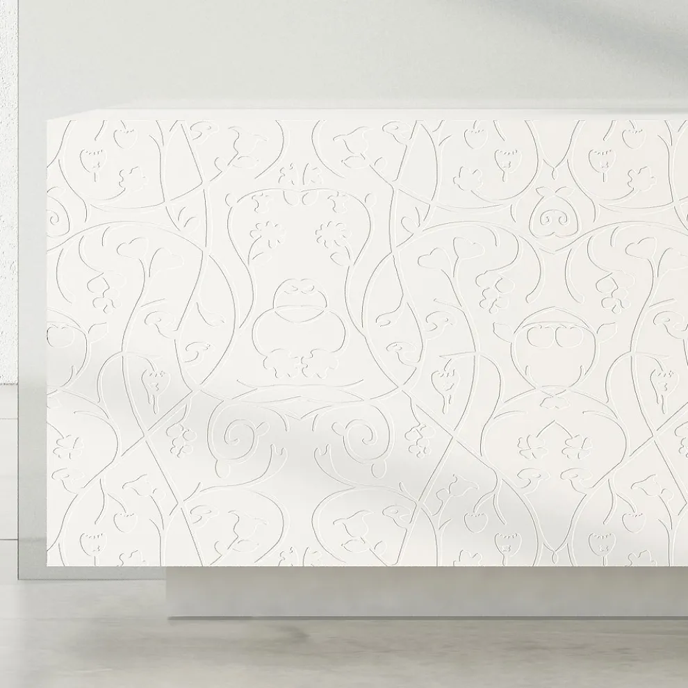 Wohnzimmer-Sideboard aus weiß lackiertem MDF mit Flachrelief Made in Italy - Acqua