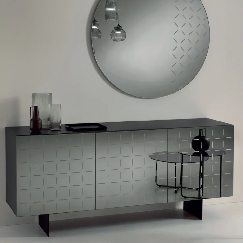Wohnzimmer-Sideboard aus Holz mit Spiegeltüren Made in Italy - Arenella