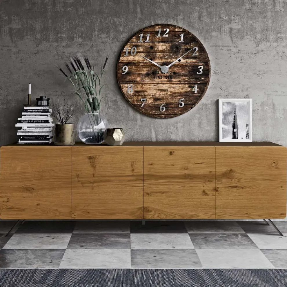 Wohnzimmer-Sideboard mit 4 Türen in rustikaler geknoteter Eiche – Even