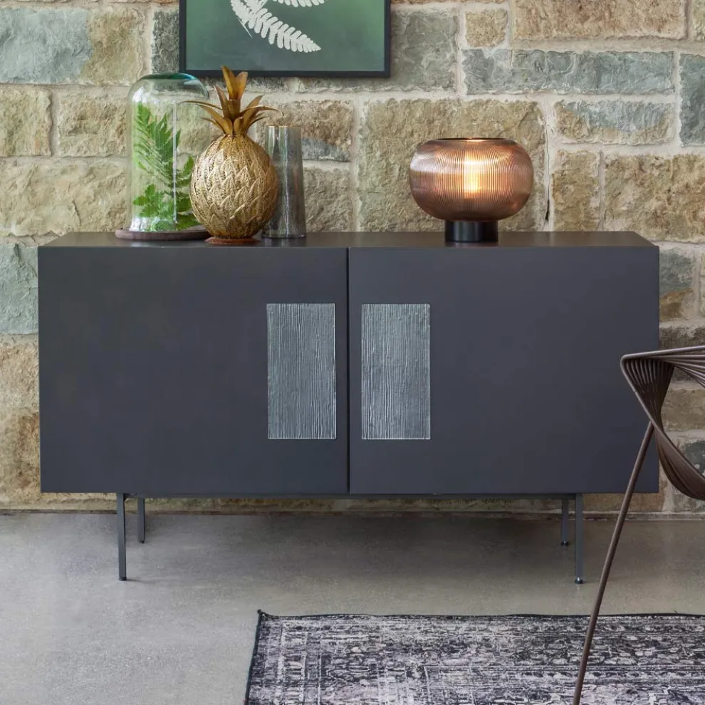 Wohnzimmer-Sideboard mit 2 oder 3 Türen und Glaseinsätzen Made in Italy - Olivo