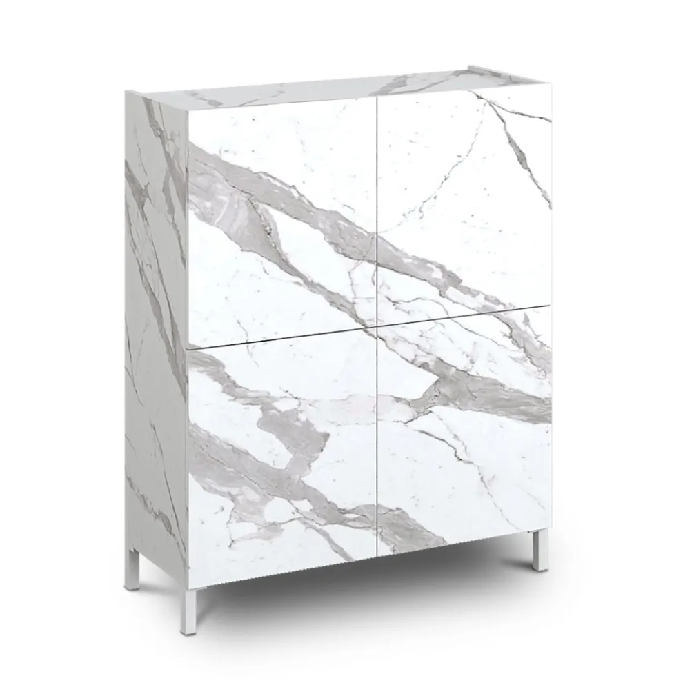 Wohnzimmer-Sideboard mit Melamin-Marmor-Finish, hergestellt in Italien – Zink