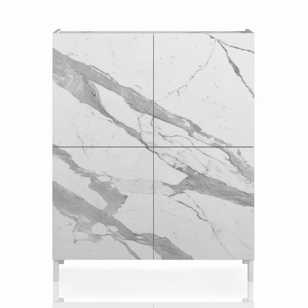 Wohnzimmer-Sideboard mit Melamin-Marmor-Finish, hergestellt in Italien – Zink