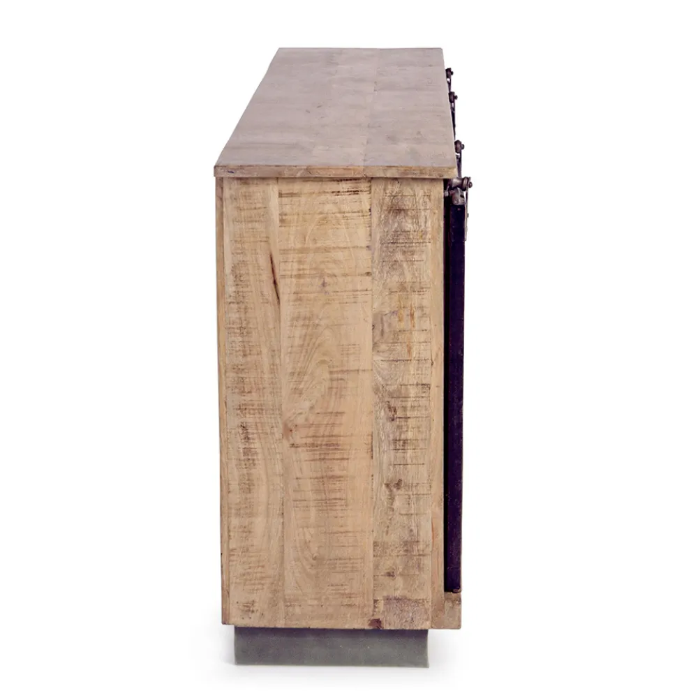 Wohnzimmer-Sideboard aus Mangoholz und Stahl mit 2 Türen und 3 Schubladen - Sinfony