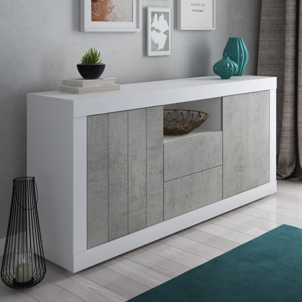 Wohnzimmer-Sideboard aus Melamin mit 2 Türen und 2 Schubladen – Samario