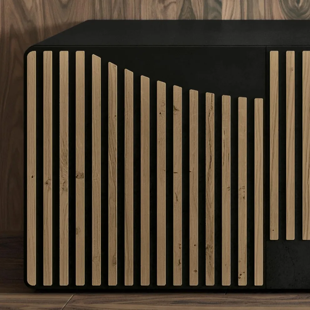 Wohnzimmer-Sideboard mit 3 Türen in nordischer Eichenoptik – Linda