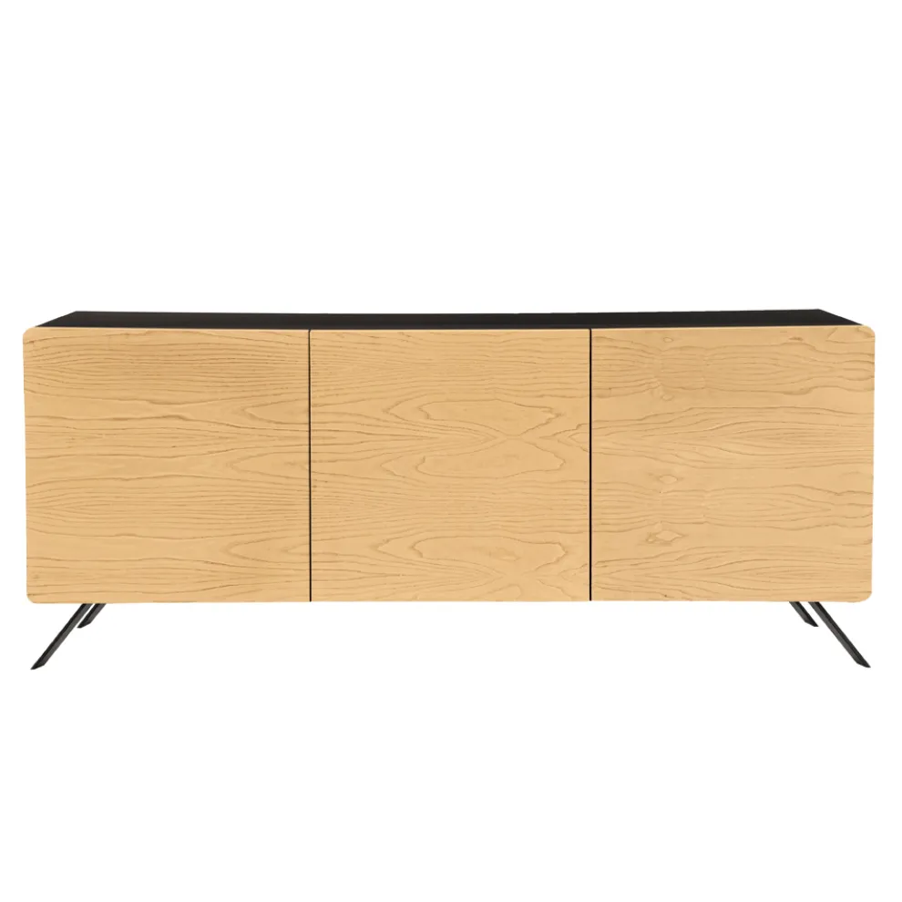 Wohnzimmer-Sideboard mit 2 oder 3 Türen in natürlicher Eschenoptik, hergestellt in Italien – Zehra