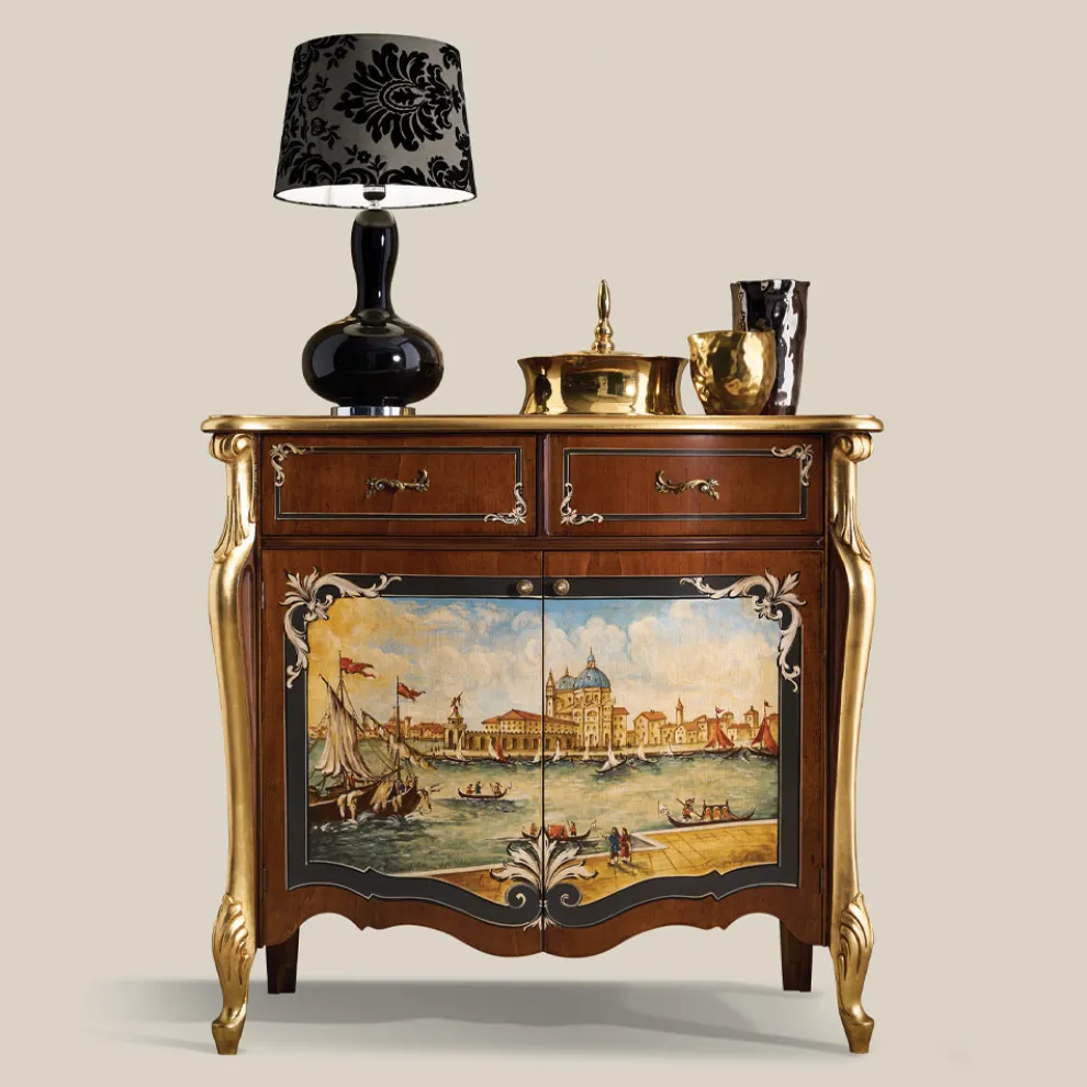 Wohnzimmer-Sideboard aus Holz mit venezianischer Dekoration Made in Italy - Ottaviano