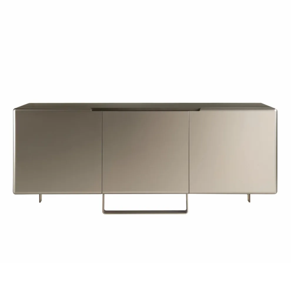 Wohnzimmer-Sideboard mit 3 Türen in Nickel-Finish, hergestellt in Italien – Foglio