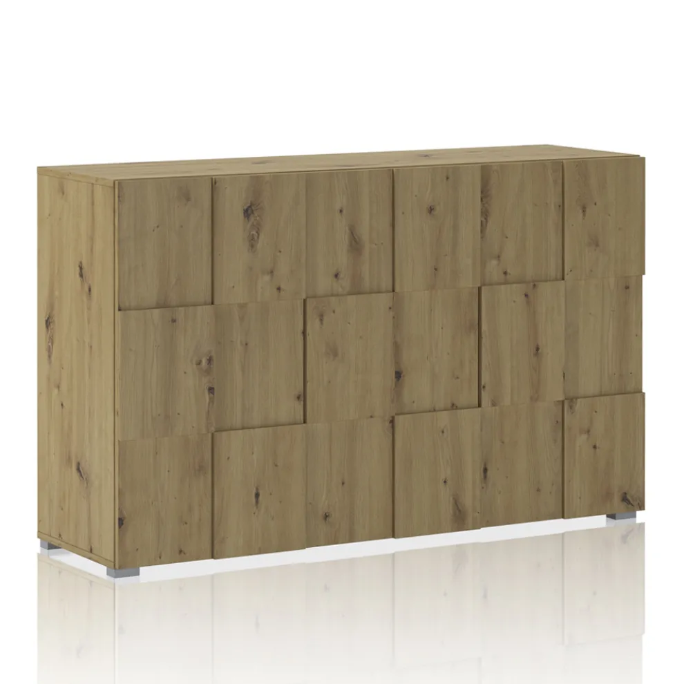 Wohnzimmer-Sideboard mit 3 Flügeltüren in Eichenoptik – Natrium