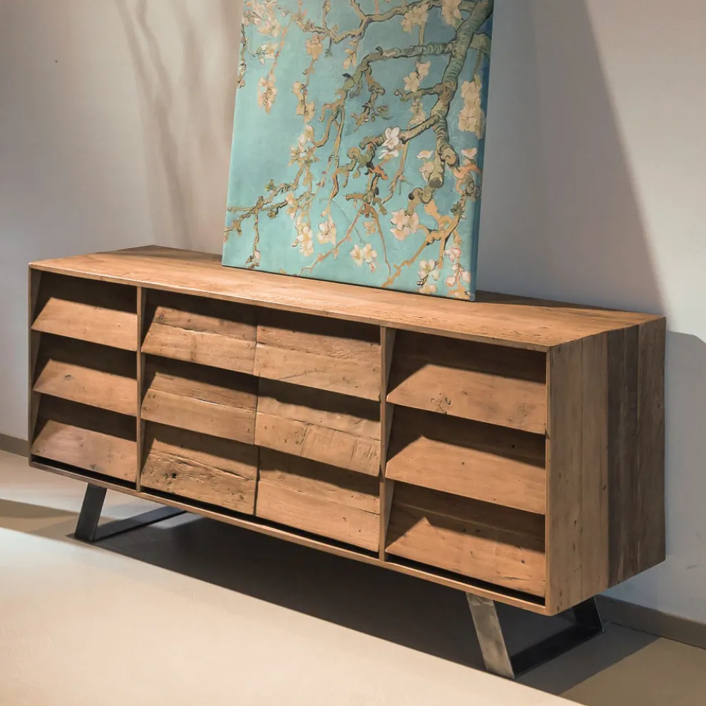 Wohnzimmer-Sideboard mit 2 zentralen Türen und 6 seitlichen Schubladen - Slide