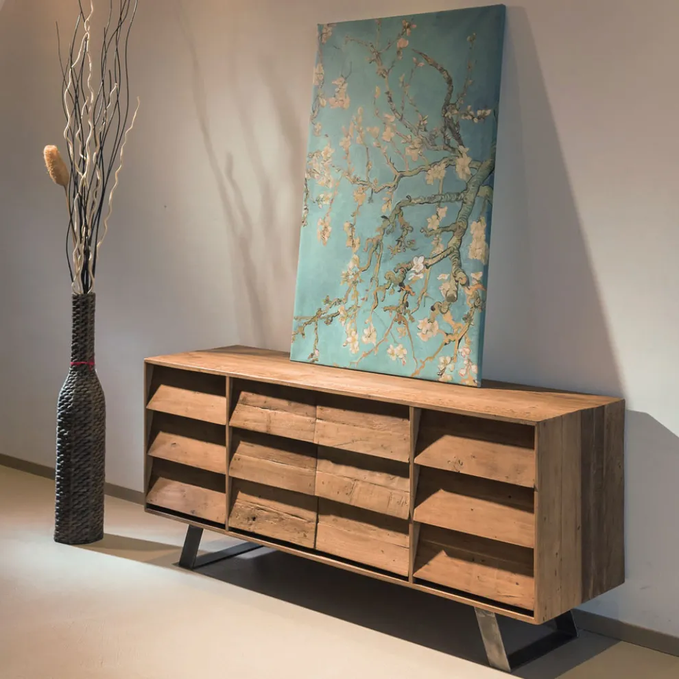 Wohnzimmer-Sideboard mit 2 zentralen Türen und 6 seitlichen Schubladen - Slide