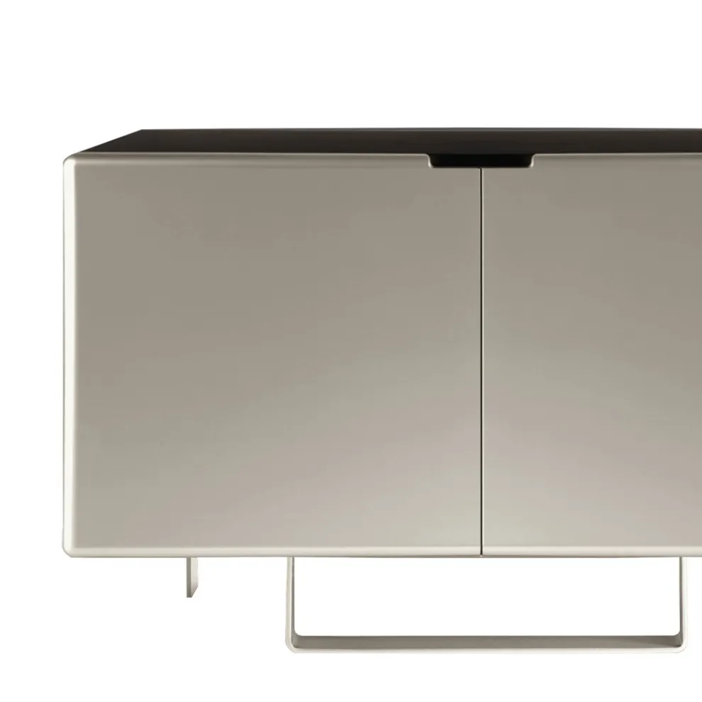 Wohnzimmer-Sideboard mit 2 Türen in Nickel-Finish, hergestellt in Italien – Ulles