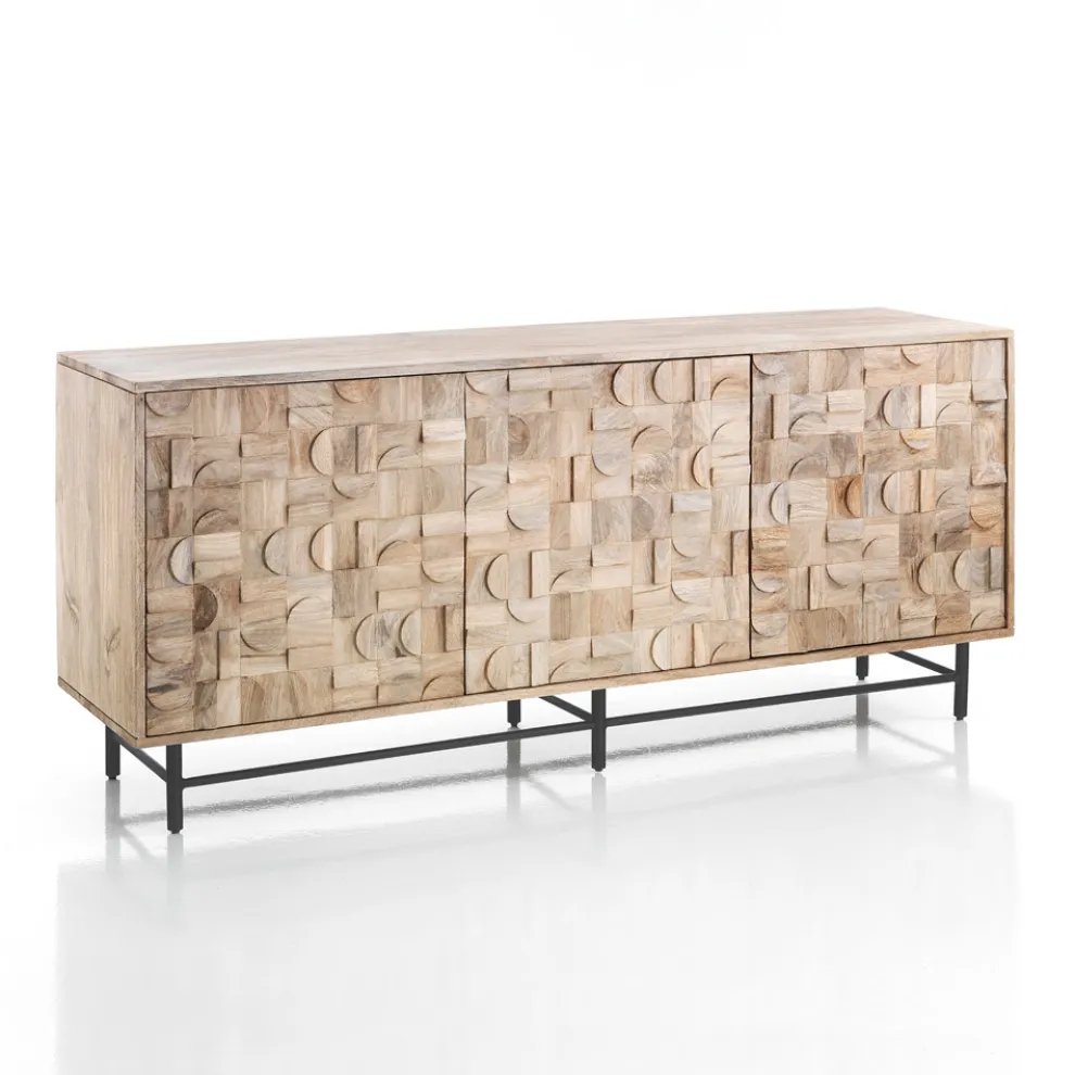 Wohnzimmer-Sideboard aus massivem Mangoholz, handgefertigt – Phosphor