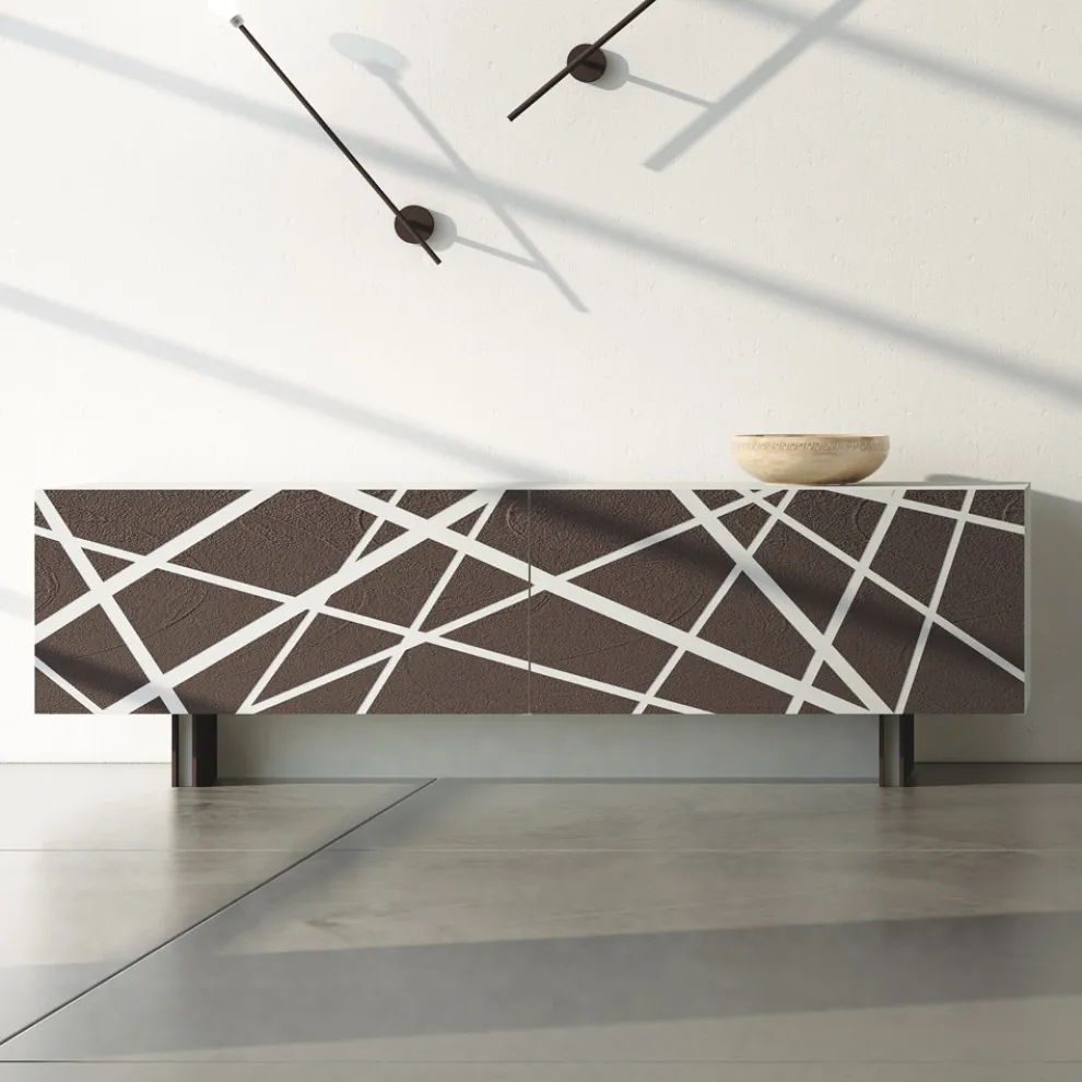 Wohnzimmer-Sideboard aus matt lackiertem MDF mit verzierten Türen Made in Italy - Velia