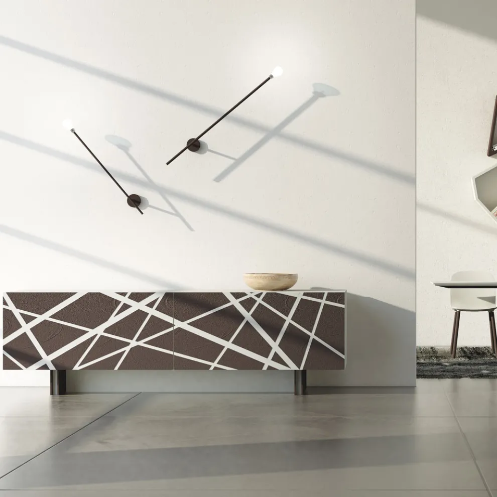 Wohnzimmer-Sideboard aus matt lackiertem MDF mit verzierten Türen Made in Italy - Velia