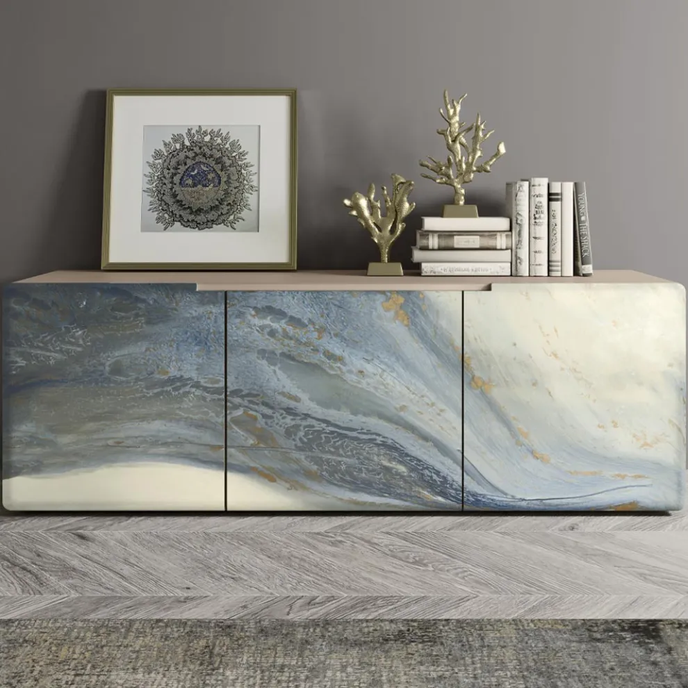 Wohnzimmer-Sideboard mit 3 Türen in verschiedenen Ausführungen, hergestellt in Italien – Ole