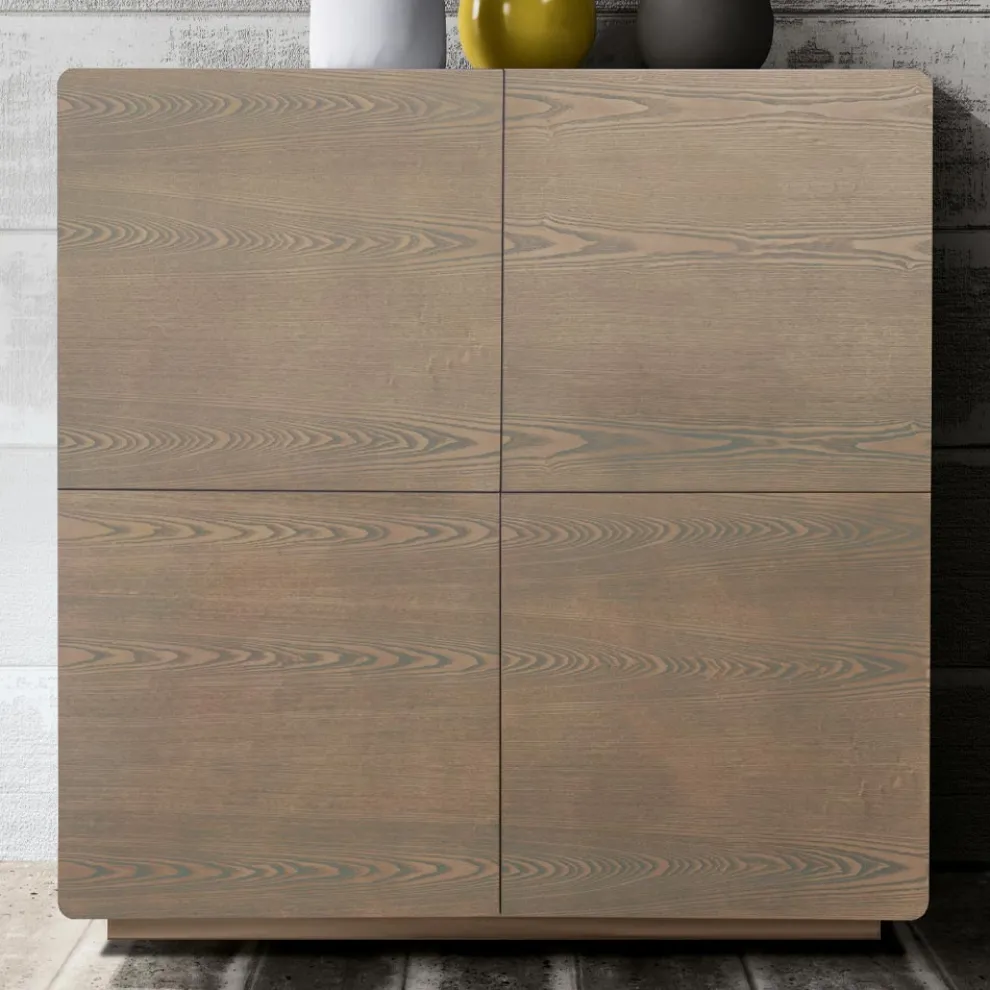 Wohnzimmer-Sideboard mit 4 Türen in Cappuccino-Optik, hergestellt in Italien – Eda