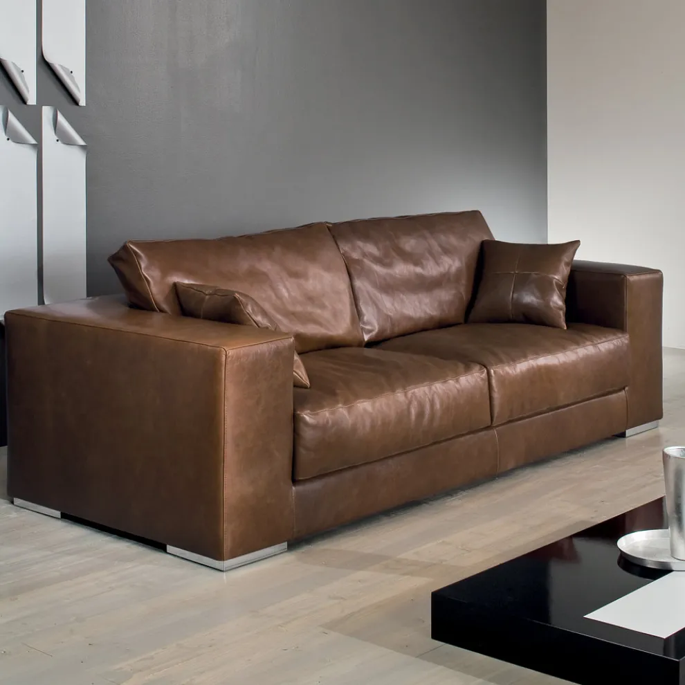 Wohnzimmersofa aus Holz, Polyurethan und Metall Made in Italy - Sparkling