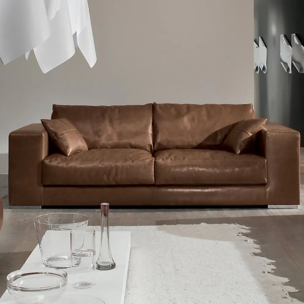Wohnzimmersofa aus Holz, Polyurethan und Metall Made in Italy - Sparkling