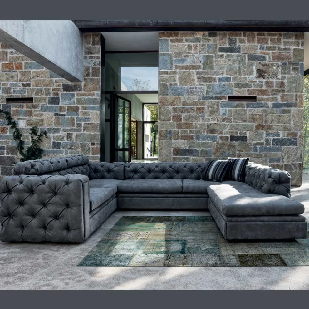 Wohnzimmersofa mit verstellbarer Kopfstütze und Halbinsel - Unleashed