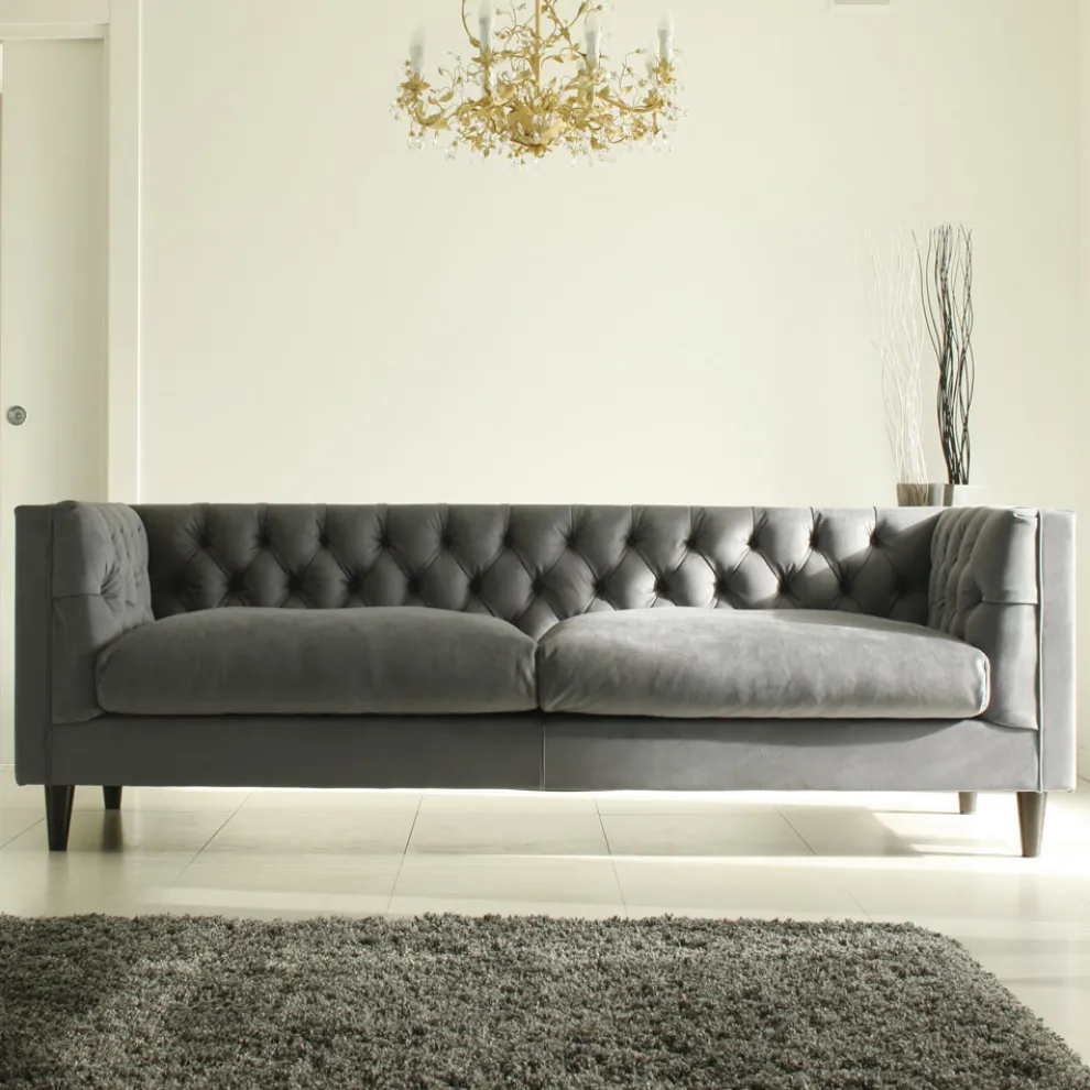 Wohnzimmersofa mit Holzstruktur und Füßen Made in Italy - Comico