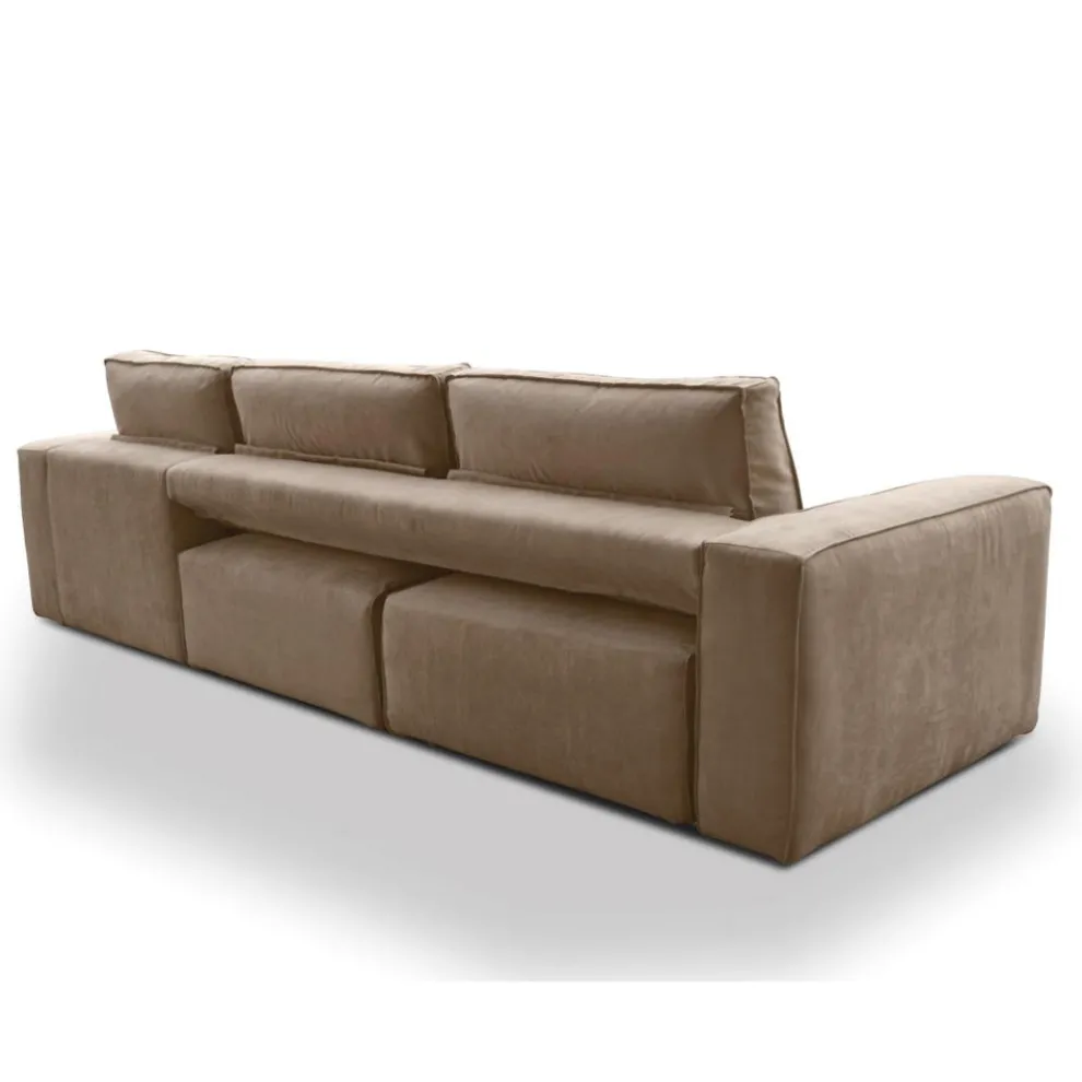 Wohnzimmersofa mit Halbinsel aus Tortora-Stoff Made in Italy - Burgund