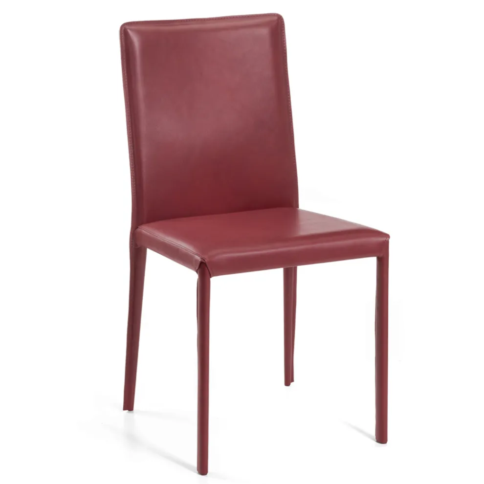 Wohnzimmerstuhl aus Vollnarbenleder in Burgunderrot, hergestellt in Italien – Ride