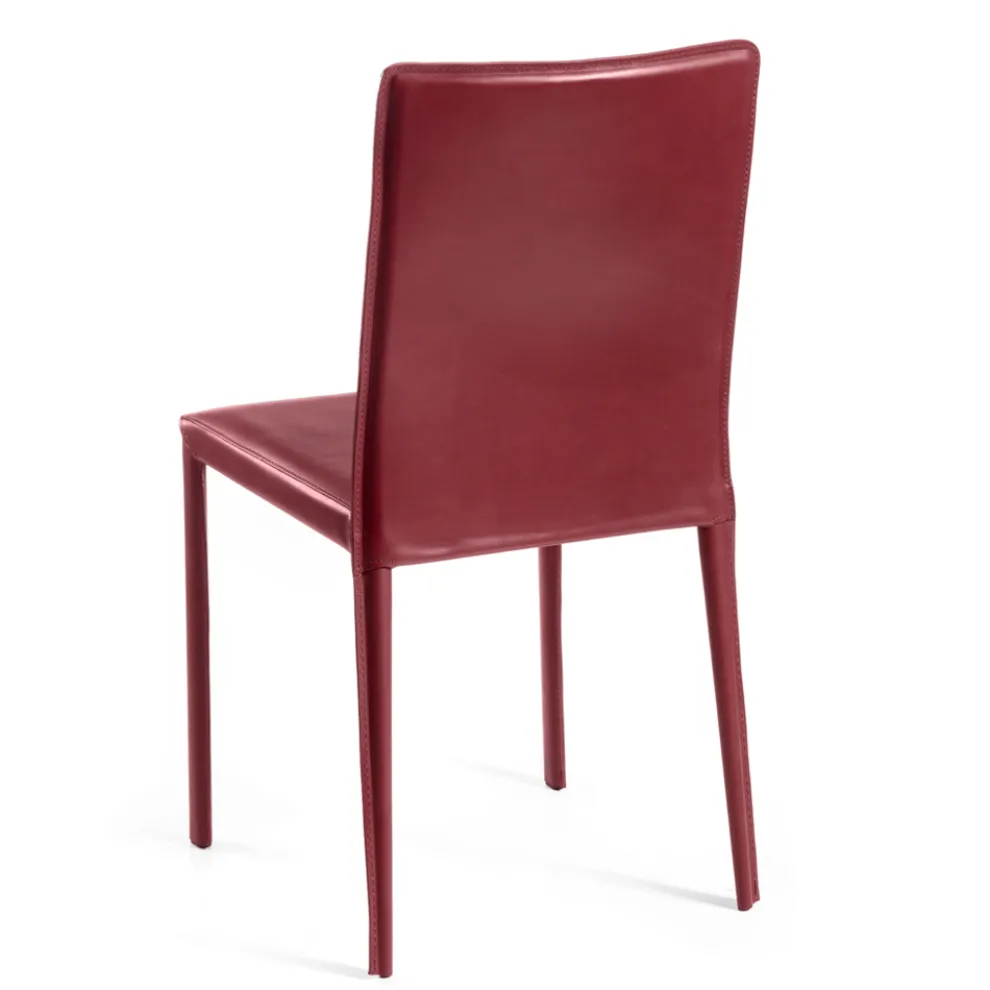 Wohnzimmerstuhl aus Vollnarbenleder in Burgunderrot, hergestellt in Italien – Ride