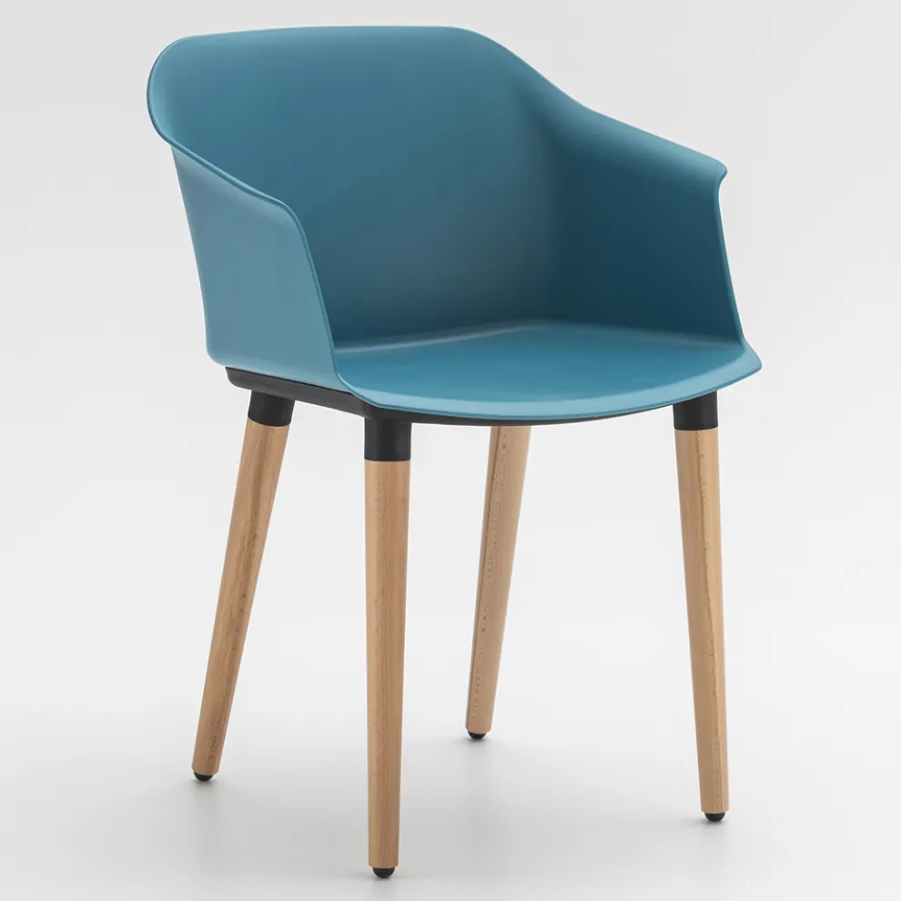 Wohnzimmerstuhl aus Holz und Polypropylen Made in Italy, 4 Stück - Marbella