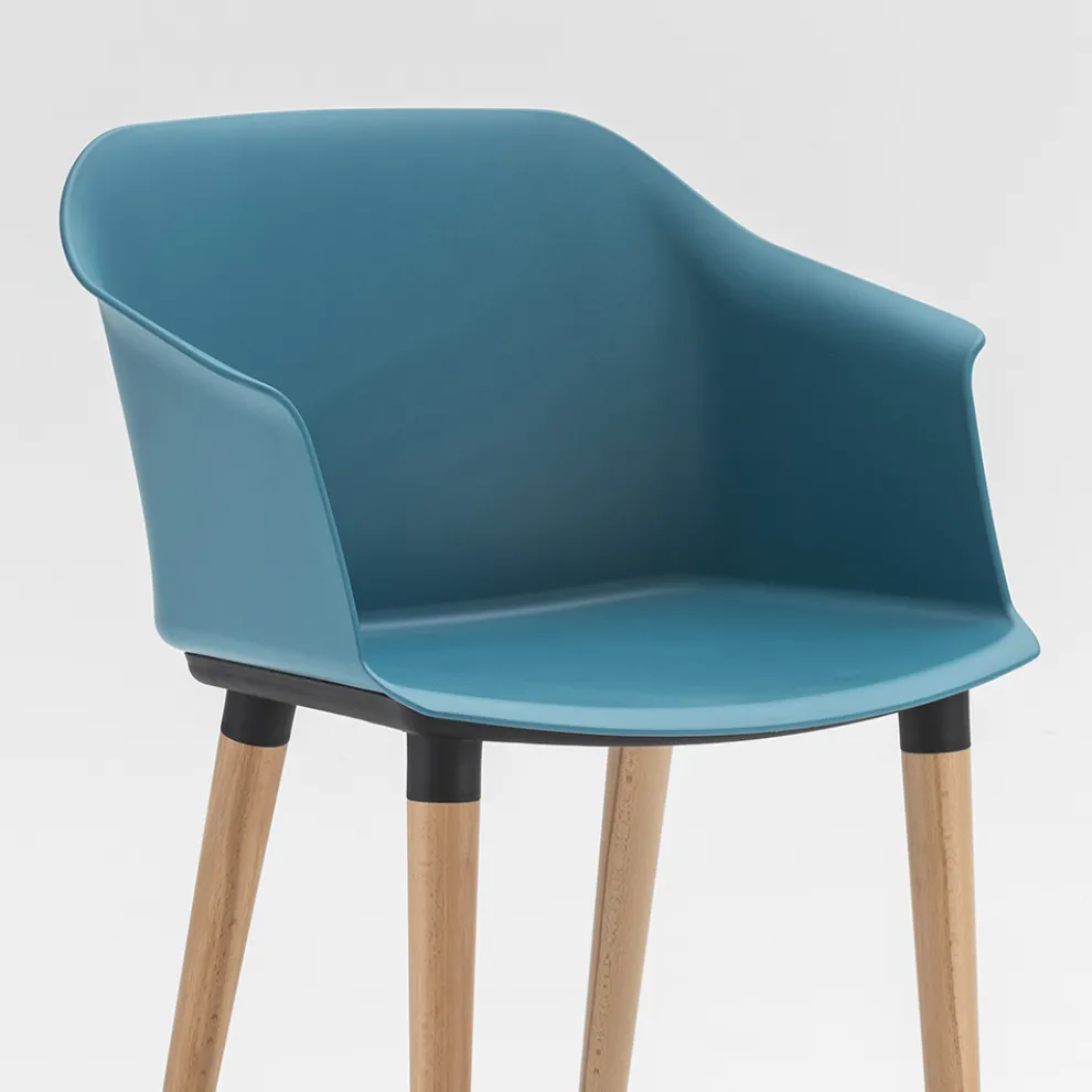 Wohnzimmerstuhl aus Holz und Polypropylen Made in Italy, 4 Stück - Marbella