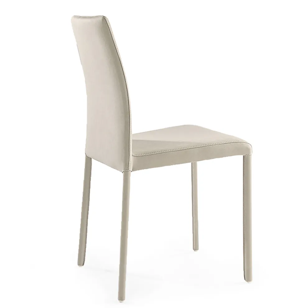 Wohnzimmerstuhl aus sandfarbenem Stoff und Stahl, hergestellt in Italien – Cigno