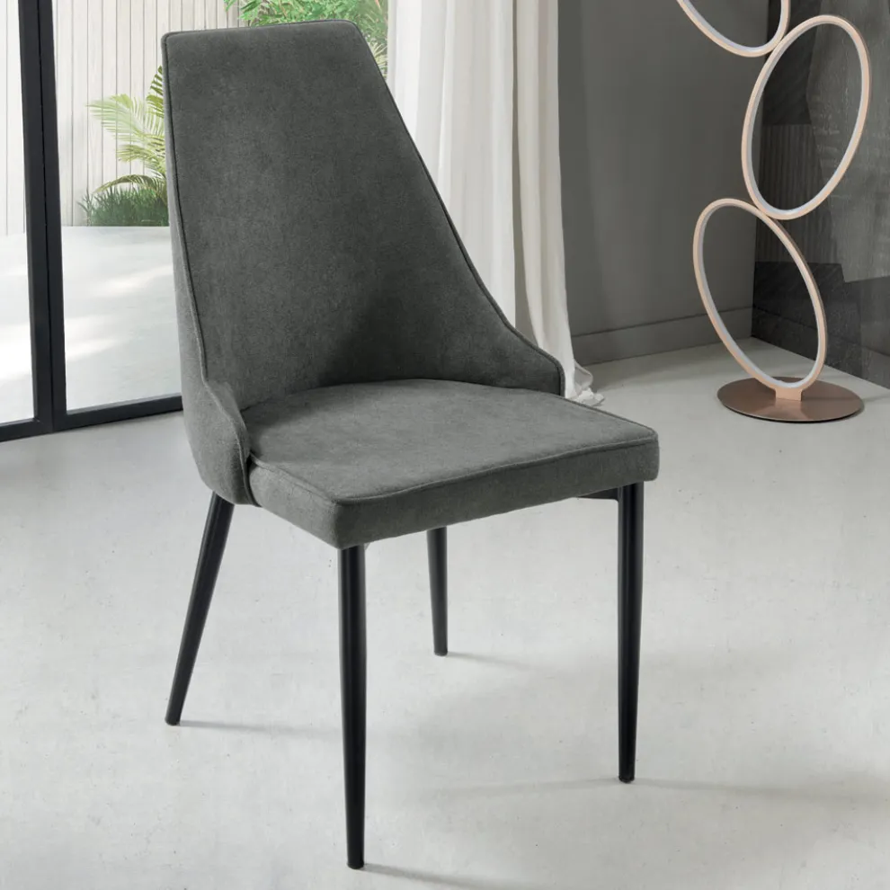 Wohnzimmerstuhl aus Stoff mit geformtem und gepolstertem Sitz 4 Stück - Isaak