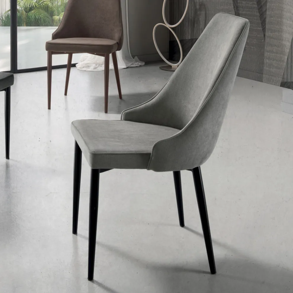 Wohnzimmerstuhl aus Stoff mit geformtem und gepolstertem Sitz 4 Stück - Isaak