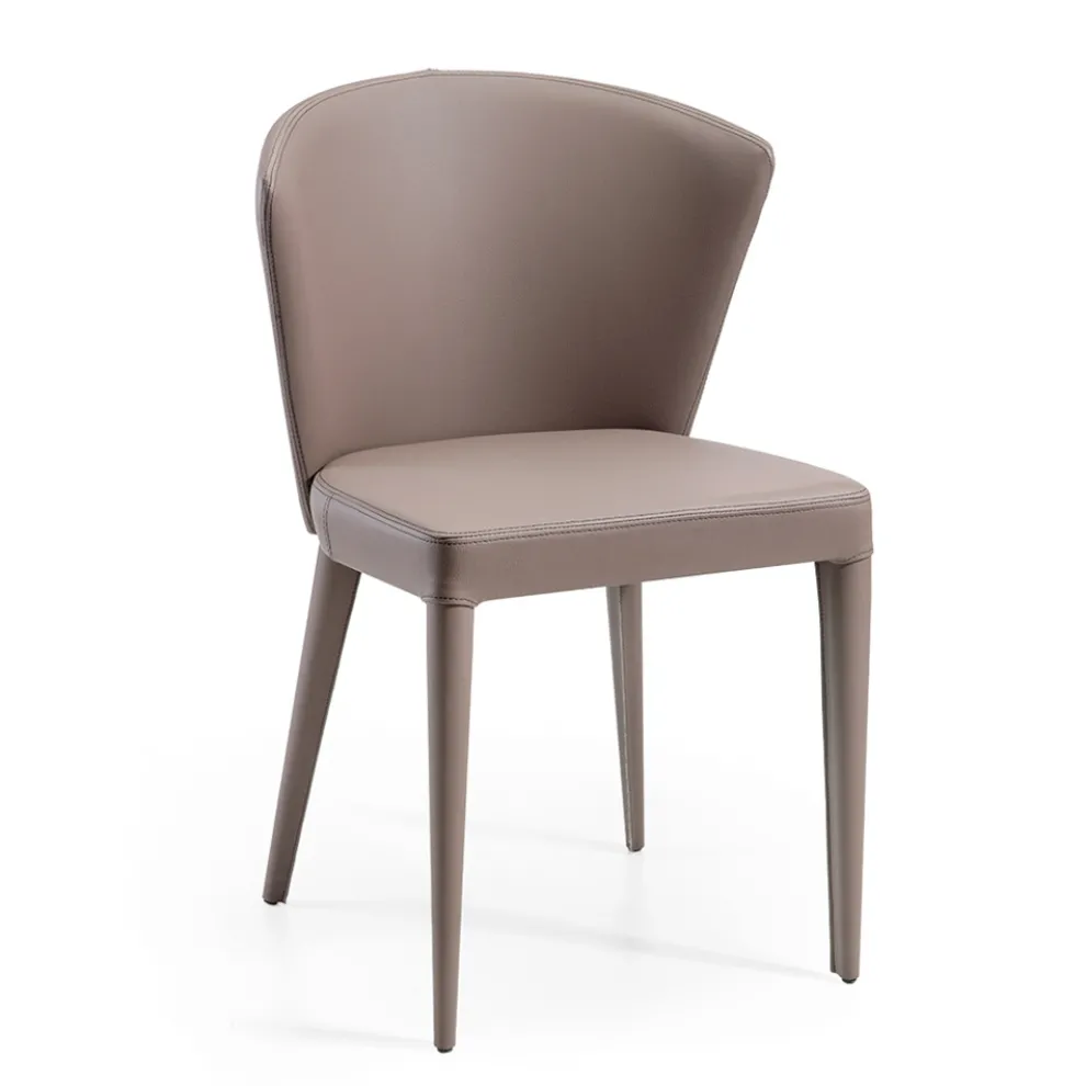 Wohnzimmerstuhl aus Siebenschläfer-Öko-Leder und Stahl, hergestellt in Italien – Cerbiatto